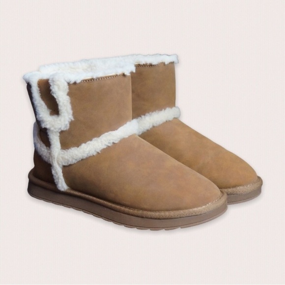 NWOT CALL IT SPRING | Women’s Vegan Warmm Faux Sheepskin Short Boots Cognac 9 - Picture 2 of 11